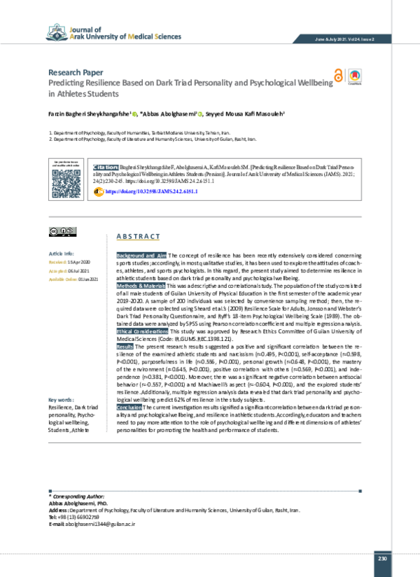 (PDF) Predicting Resilience Based on Dark Triad Personality and ...