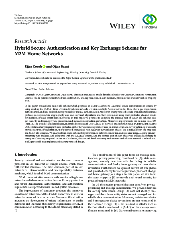(PDF) Hybrid Secure Authentication and Key Exchange Scheme for M2M Home ...