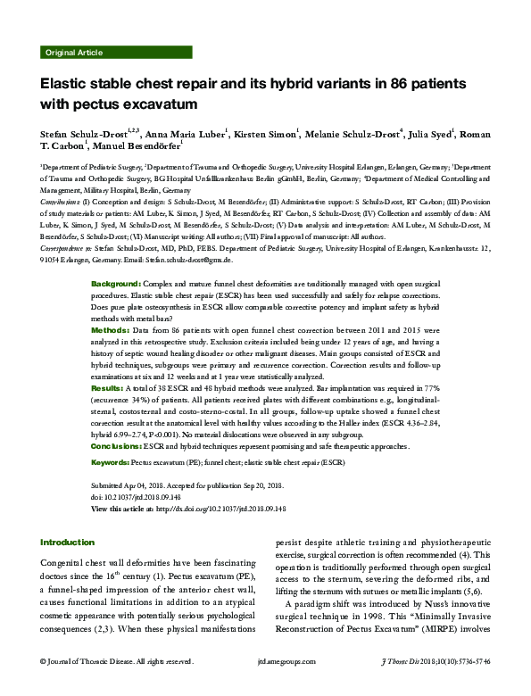 (PDF) Elastic stable chest repair and its hybrid variants in 86 ...