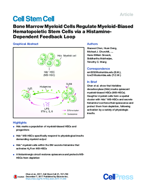 (PDF) Bone Marrow Myeloid Cells Regulate Myeloid-Biased Hematopoietic ...