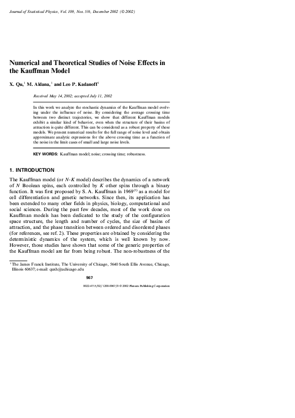 (PDF) Numerical and theoretical studies of noise effects in the ...