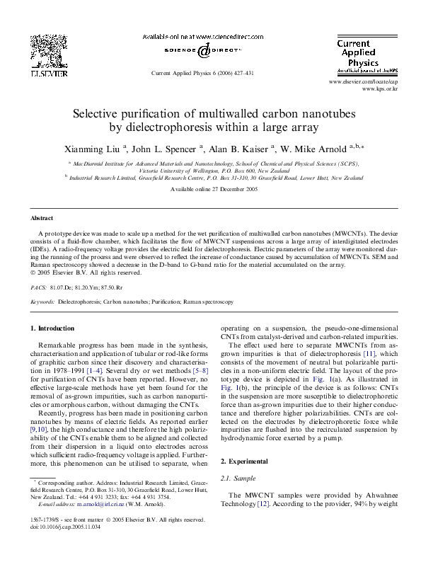 (PDF) Selective purification of multiwalled carbon nanotubes by ...