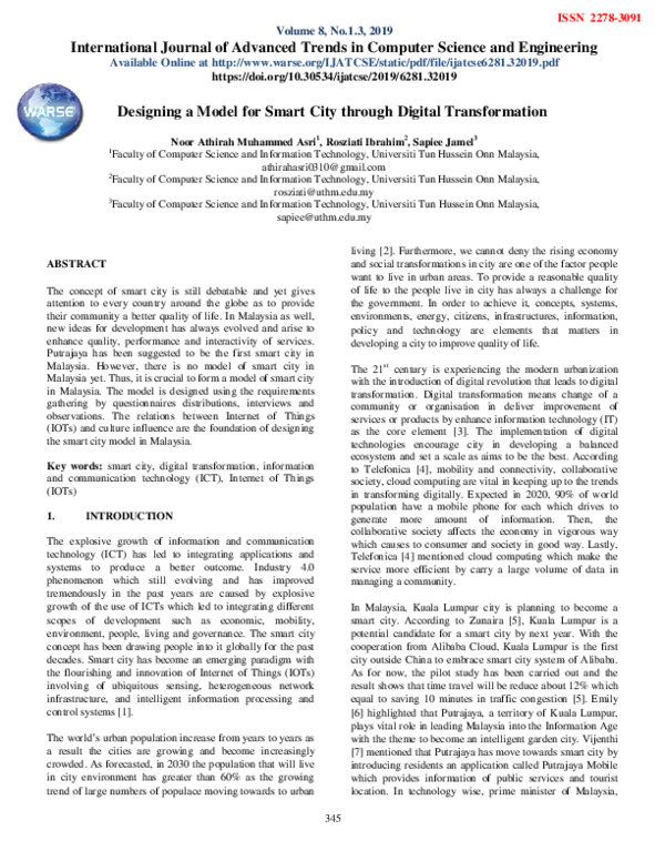 (PDF) Designing a Model for Smart City through Digital Transformation