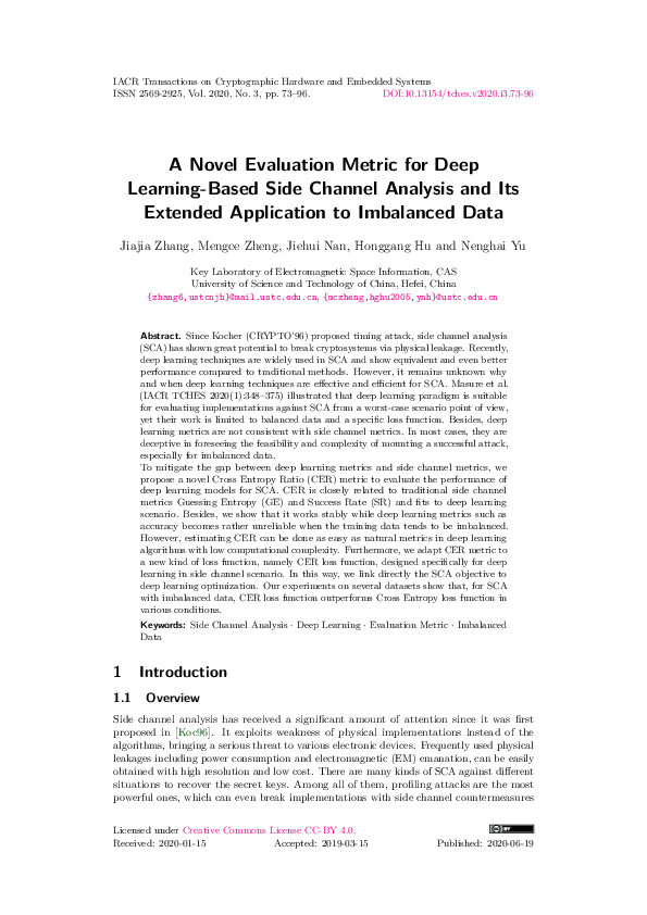 (PDF) A Novel Evaluation Metric for Deep Learning-Based Side Channel ...