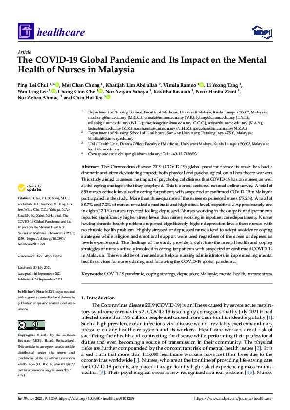 (PDF) The COVID-19 Global Pandemic and Its Impact on the Mental Health ...