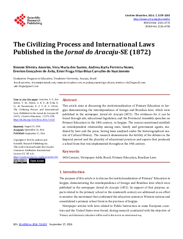(PDF) The Civilizing Process and International Laws Published in the ...