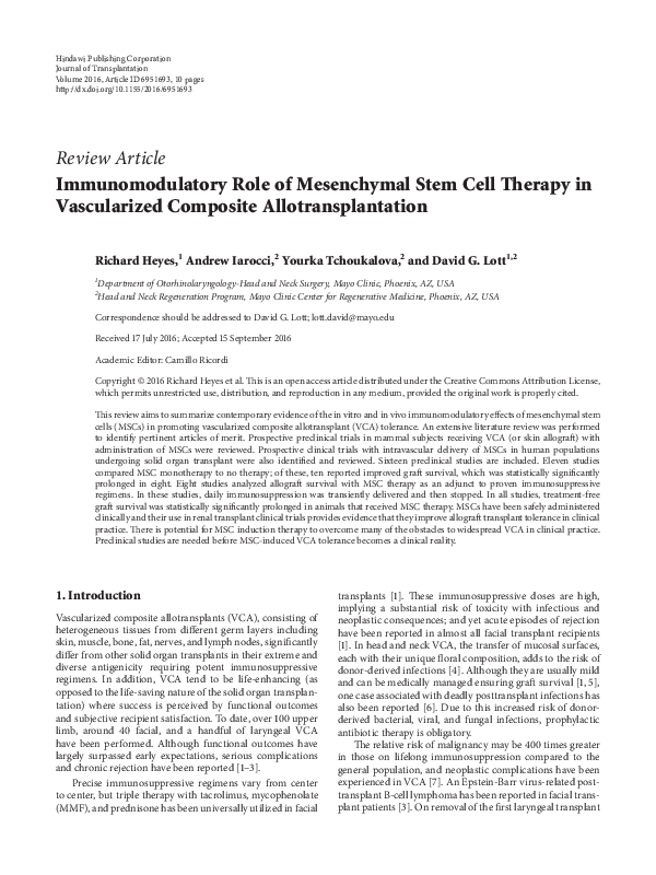 (PDF) Immunomodulatory Role of Mesenchymal Stem Cells Against Multiple ...