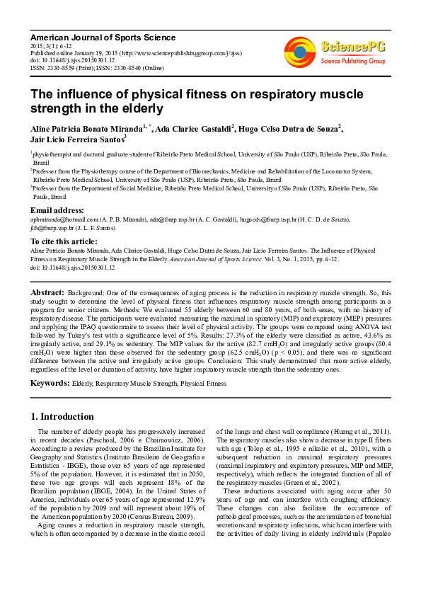 (PDF) The Influence of Physical Fitness on Respiratory Muscle Strength ...