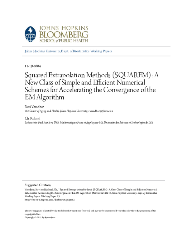 (PDF) Squared Extrapolation Methods (SQUAREM): A New Class of Simple ...