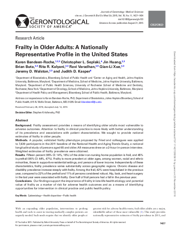 (PDF) Frailty in Older Adults: A Nationally Representative Profile in ...