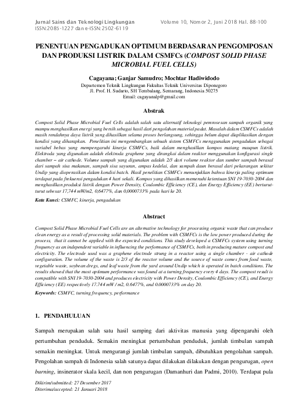 (PDF) Penentuan Pengadukan Optimum Berdasarkan Pengomposan dan Produksi ...