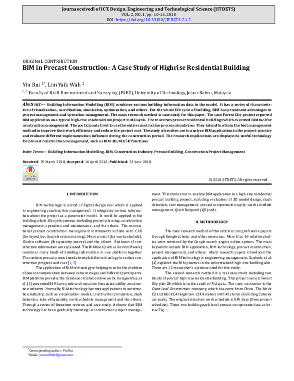 (PDF) BIM in Precast Construction: A Case Study of Highrise Residential ...