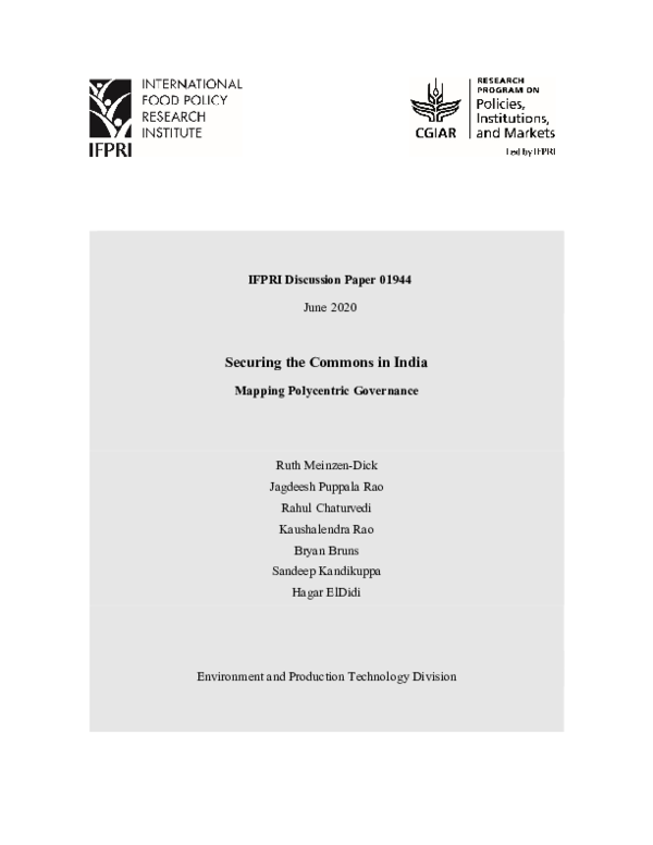 (PDF) Securing the commons in India: Mapping polycentric governance
