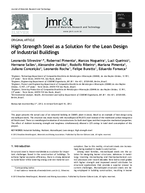 (PDF) High Strength Steel as a Solution for the Lean Design of ...
