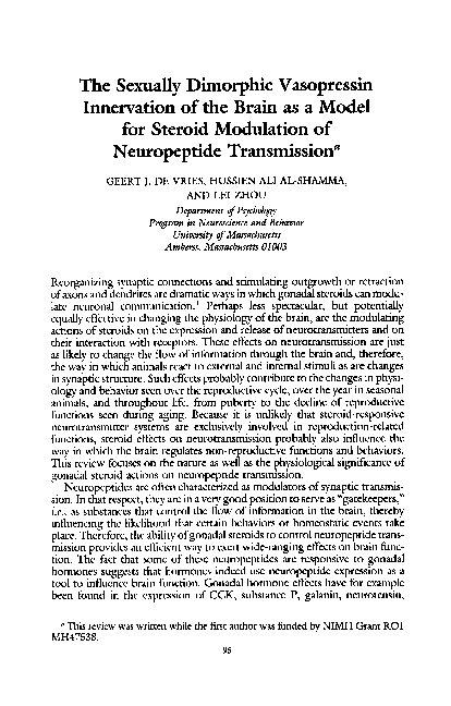 (PDF) The Sexually Dimorphic Vasopressin Innervation of the Brain as a ...