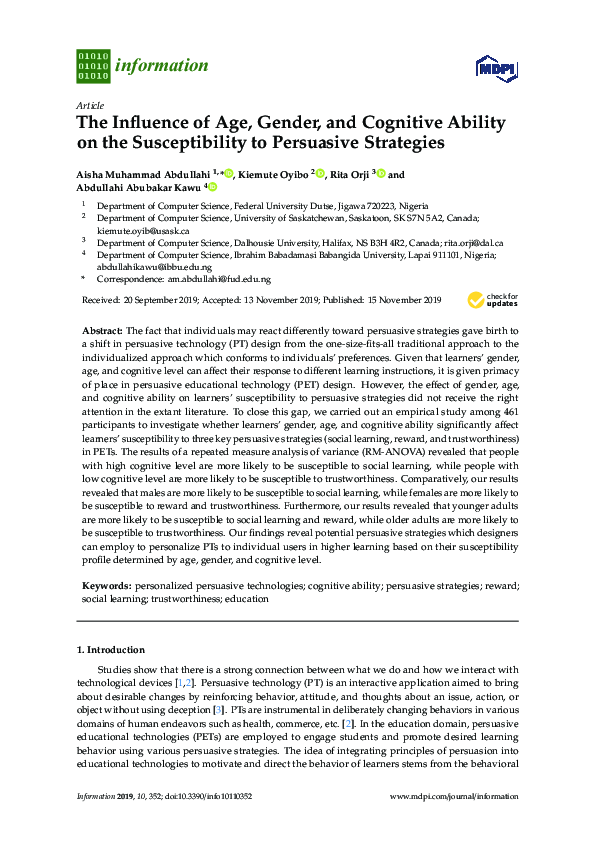 (PDF) The Influence of Age, Gender, and Cognitive Ability on the ...