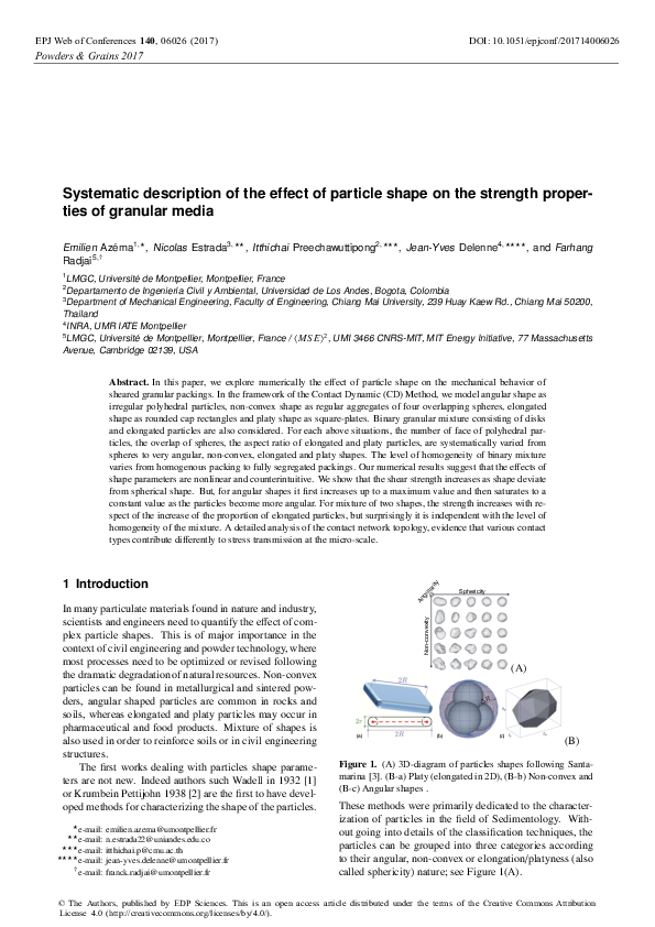 (PDF) Systematic description of the effect of particle shape on the ...