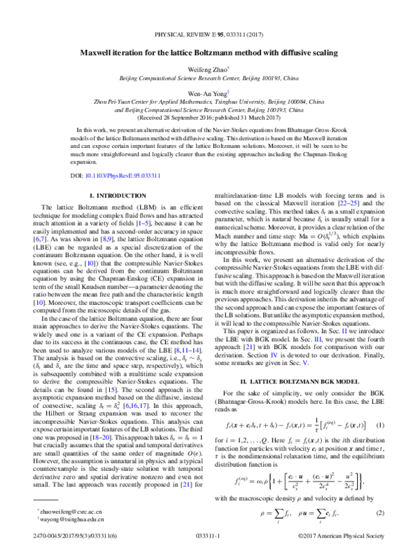 (PDF) Maxwell iteration for the lattice Boltzmann method with diffusive ...