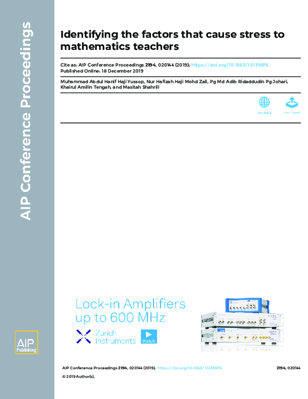 (PDF) Identifying the factors that cause stress to mathematics teachers