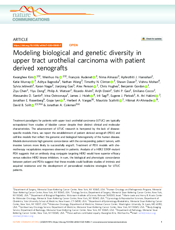 (PDF) Modeling biological and genetic diversity in upper tract ...