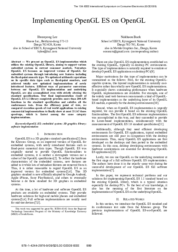 (PDF) Implementing OpenGL ES on OpenGL