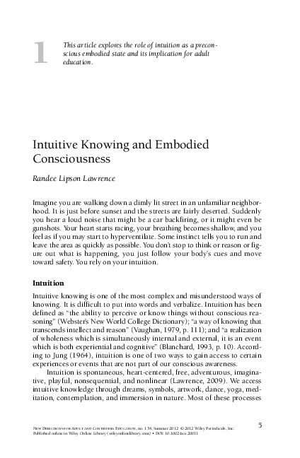 (PDF) Intuitive knowing and embodied consciousness
