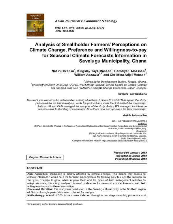 (PDF) Analysis of Smallholder Farmers’ Perceptions on Climate Change ...