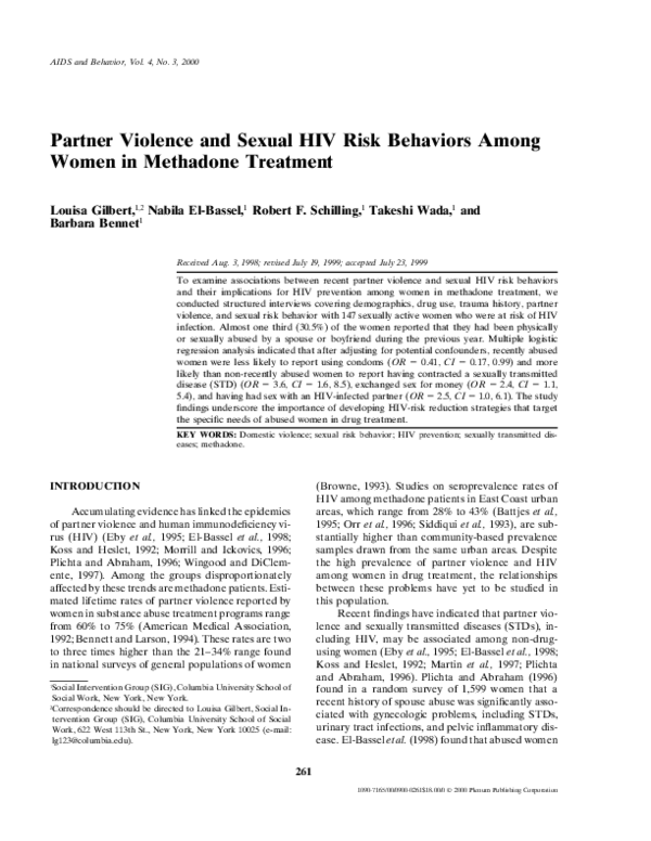 (PDF) Partner violence and sexual HIV risk behaviors among women in ...
