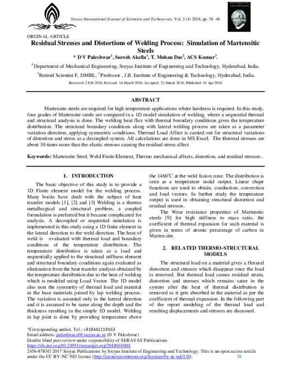 (PDF) Residual Stresses and Distortions of Welding Process: Simulation ...