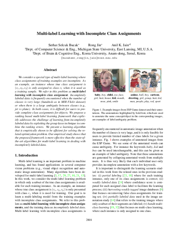 (PDF) Multi-label learning with incomplete class assignments