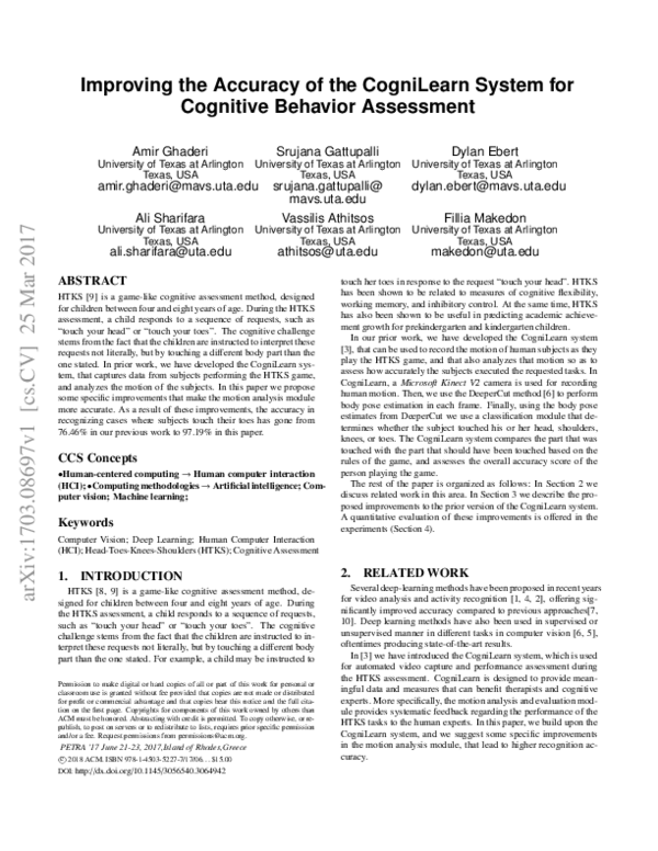 (PDF) Improving the Accuracy of the CogniLearn System for Cognitive ...