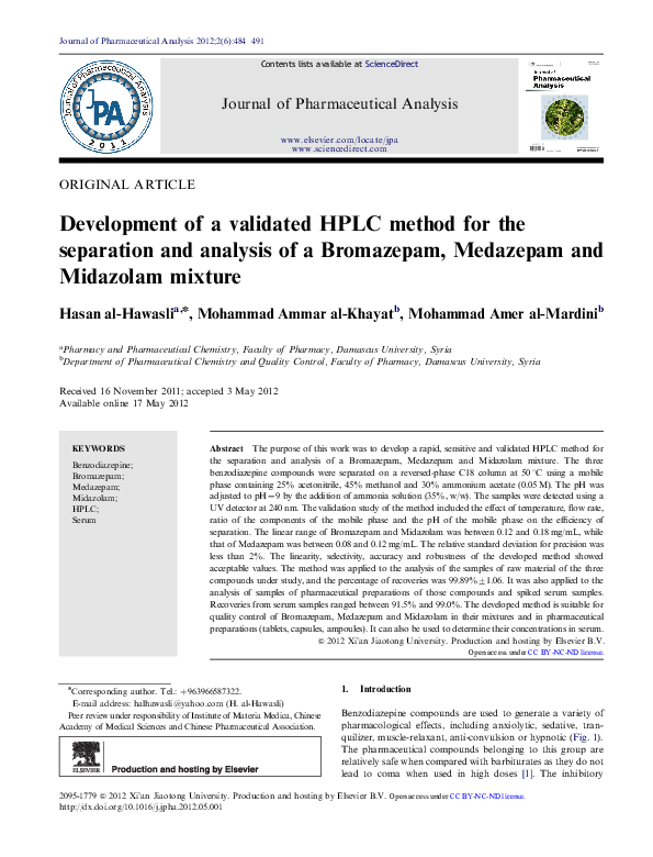 (PDF) Development of a validated HPLC method for the separation and ...