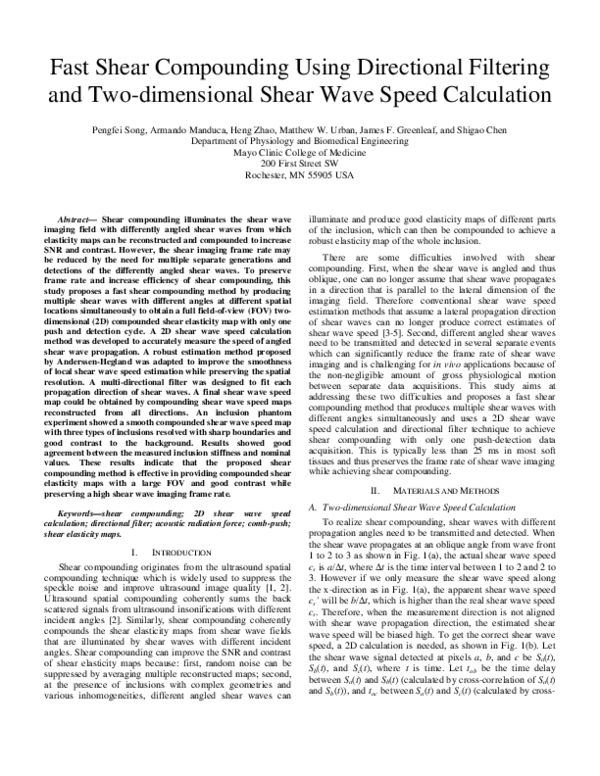 (PDF) Fast shear compounding using directional filtering and two ...