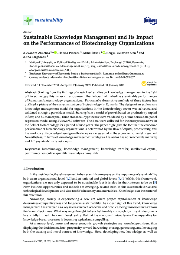 (PDF) Sustainable Knowledge Management and Its Impact on the ...