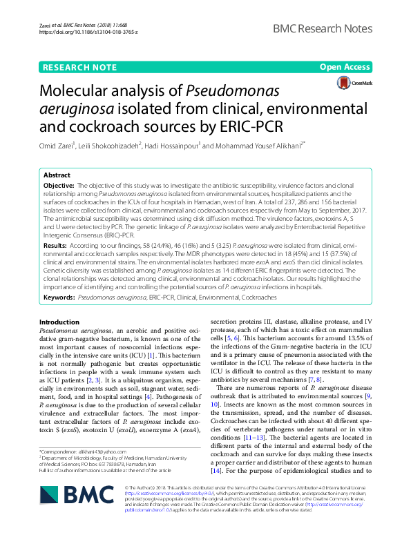 (PDF) Molecular analysis of Pseudomonas aeruginosa isolated from ...