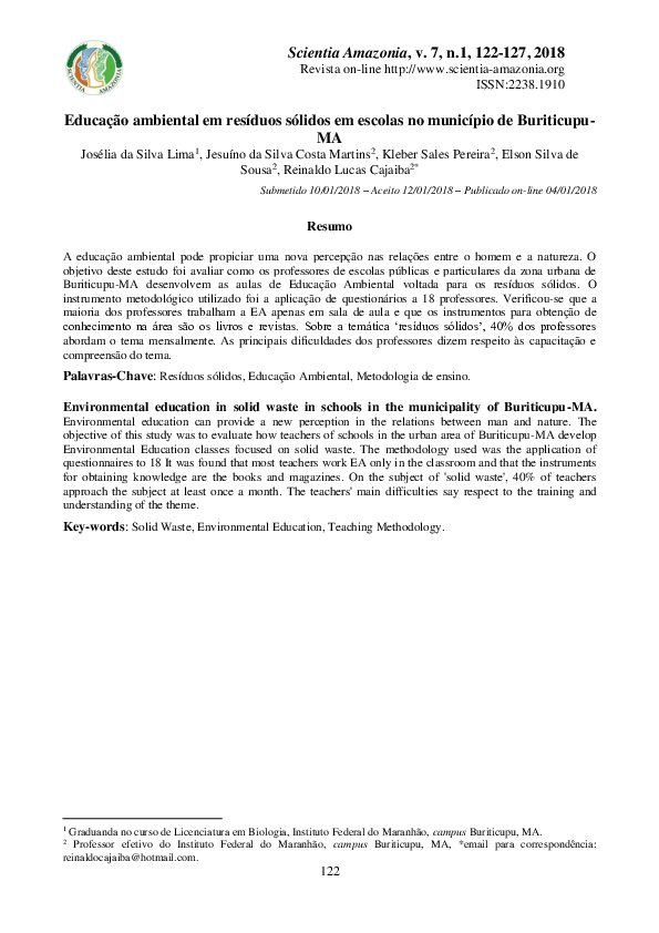 (PDF) Educação ambiental em resíduos sólidos em escolas no município de ...
