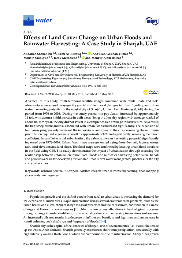 (PDF) Effects of Land Cover Change on Urban Floods and Rainwater ...