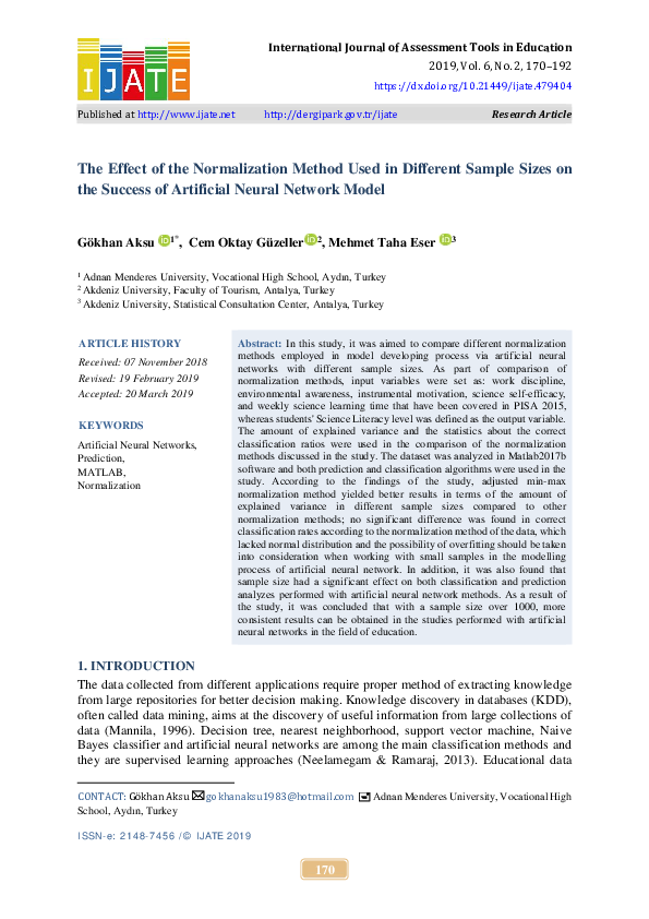 (PDF) The Effect of the Normalization Method Used in Different Sample ...