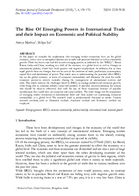(PDF) The Rise Of Emerging Powers in International Trade and their ...