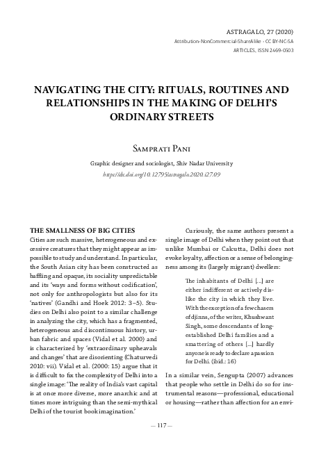 (PDF) Navigating the City: Rituals, Routines and Relationships in the ...