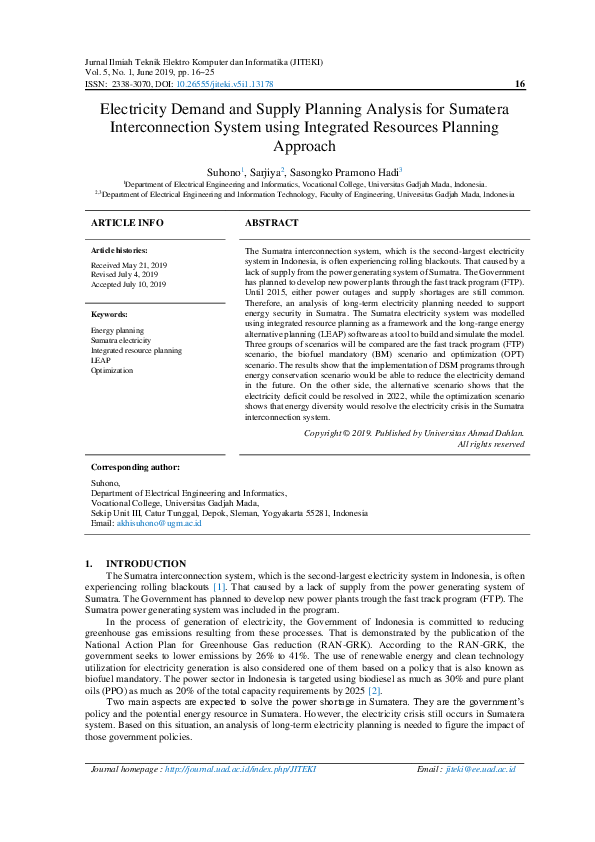 (PDF) Electricity Demand and Supply Planning Analysis for Sumatera ...