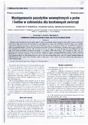 (PDF) Indidences of internal parasites in dogs and cats in an animal ...