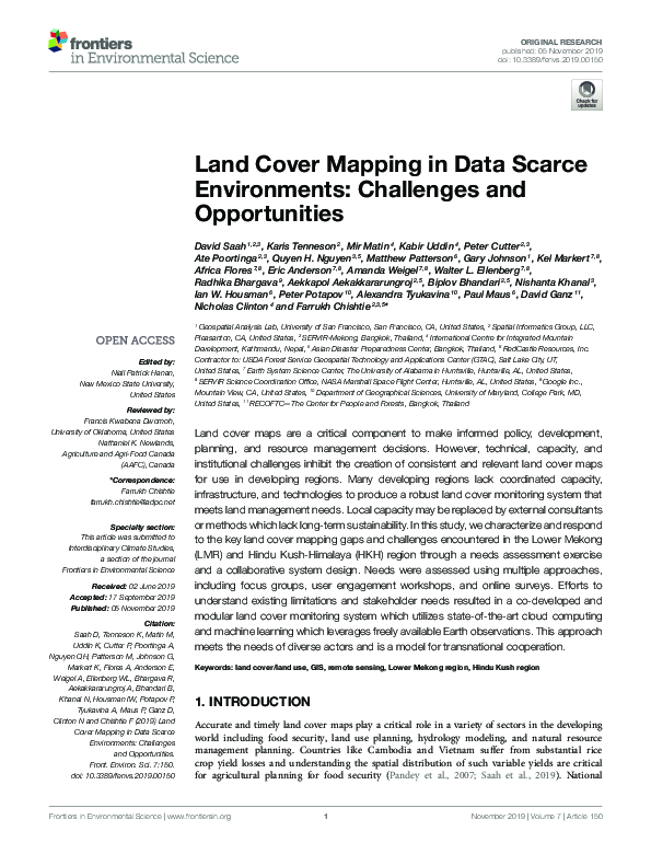 (PDF) Land Cover Mapping in Data Scarce Environments: Challenges and ...