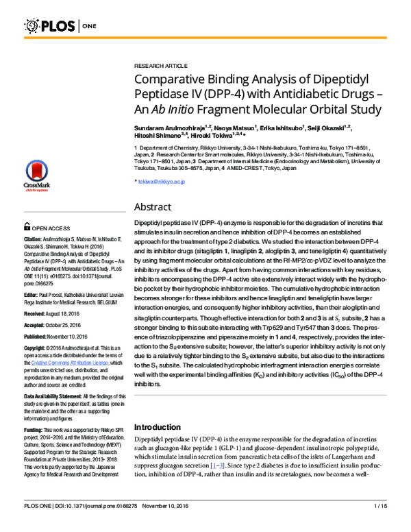 (PDF) Comparative Binding Analysis of Dipeptidyl Peptidase IV (DPP-4 ...