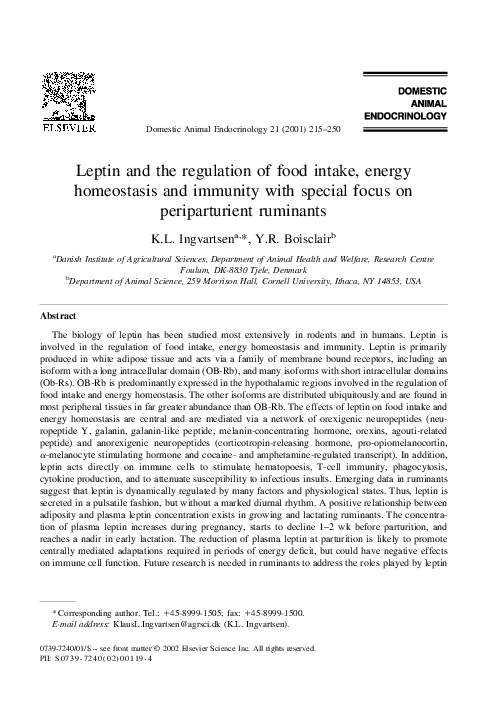 (PDF) Leptin and the regulation of food intake, energy homeostasis and ...
