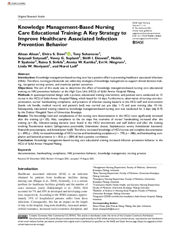 (PDF) Knowledge Management-Based Nursing Care Educational Training: A ...