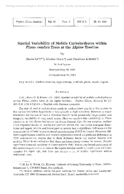 (PDF) Spatial variability of mobile carbohydrates within Pinus cembra ...