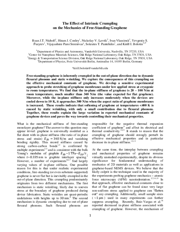(PDF) The effect of intrinsic crumpling on the mechanics of free ...