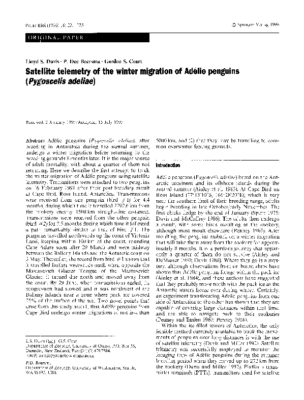 (PDF) Satellite telemetry of the winter migration of Adélie penguins ...