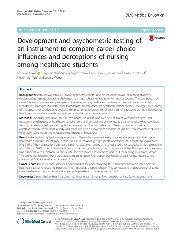 (PDF) Development and psychometric testing of an instrument to compare ...